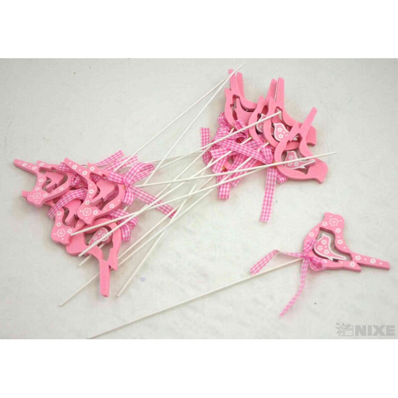 ZÁPICH PTÁČEK 12ks 8x29cm*RŮŽOVÁ