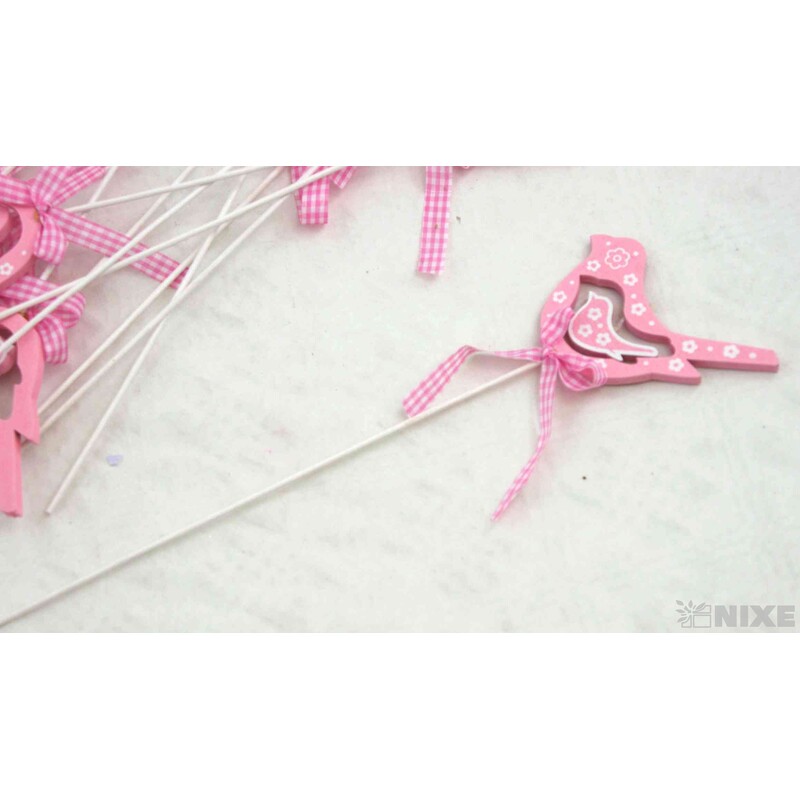 ZÁPICH PTÁČEK 12ks 8x29cm*RŮŽOVÁ