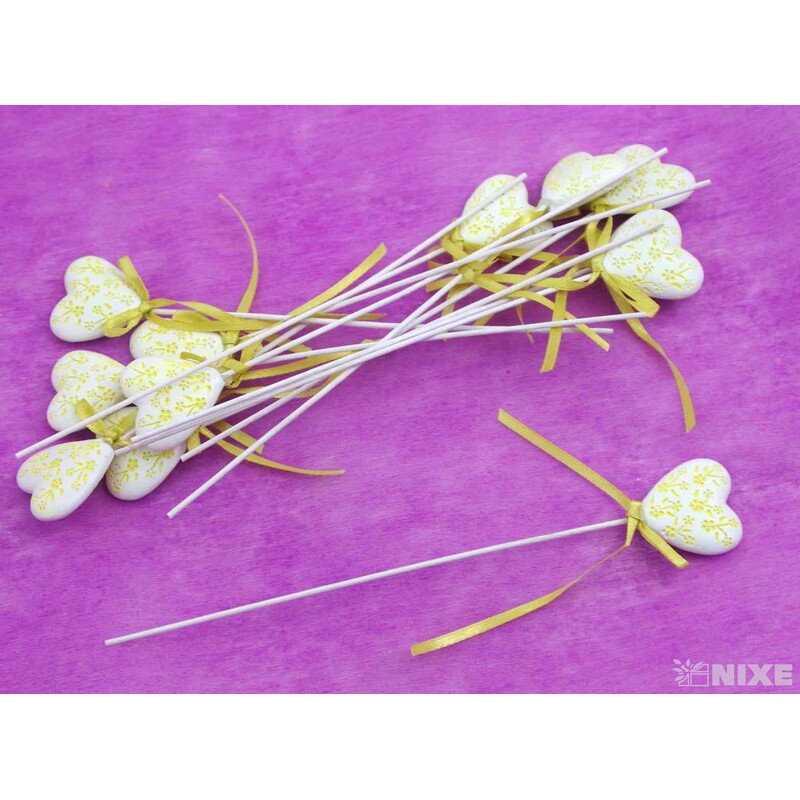 ZÁPICH SRDCE 12ks 3x21cm*ŽLUTÁ