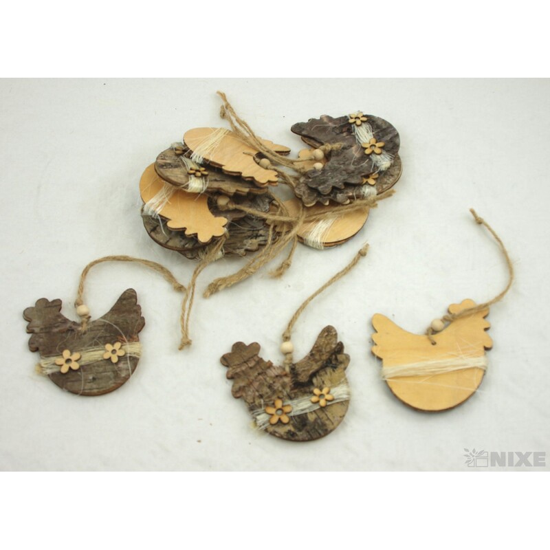 ZÁVĚS SLEPICE 8x9cm 12ks*PŘÍRODNÍ