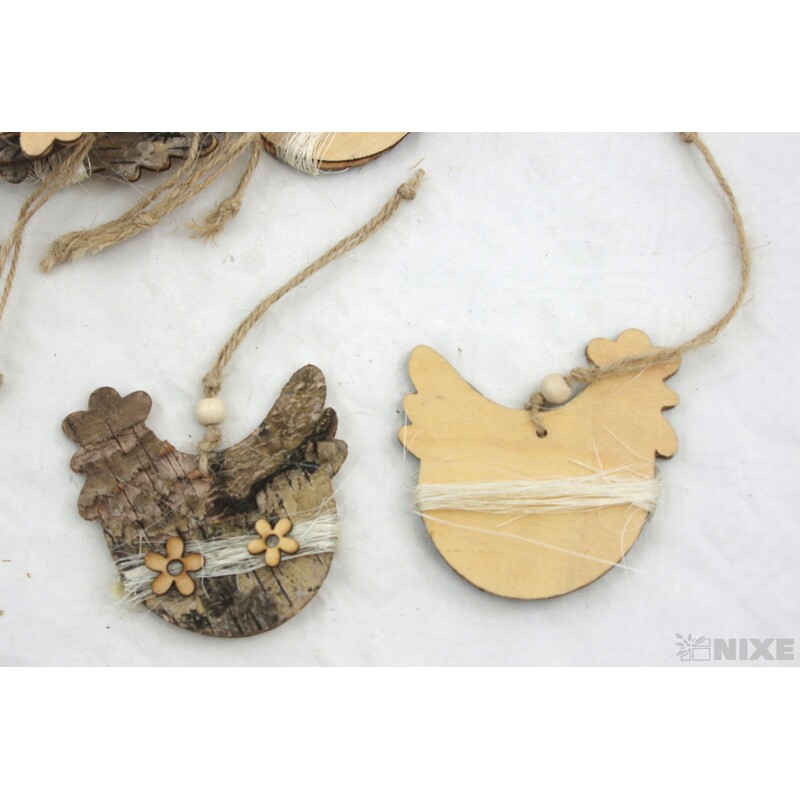 ZÁVĚS SLEPICE 8x9cm 12ks*PŘÍRODNÍ