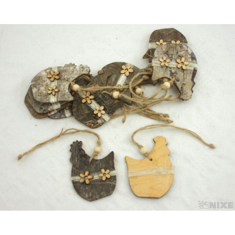 ZÁVĚS SLEPICE 9x6cm 12ks*PŘÍRODNÍ