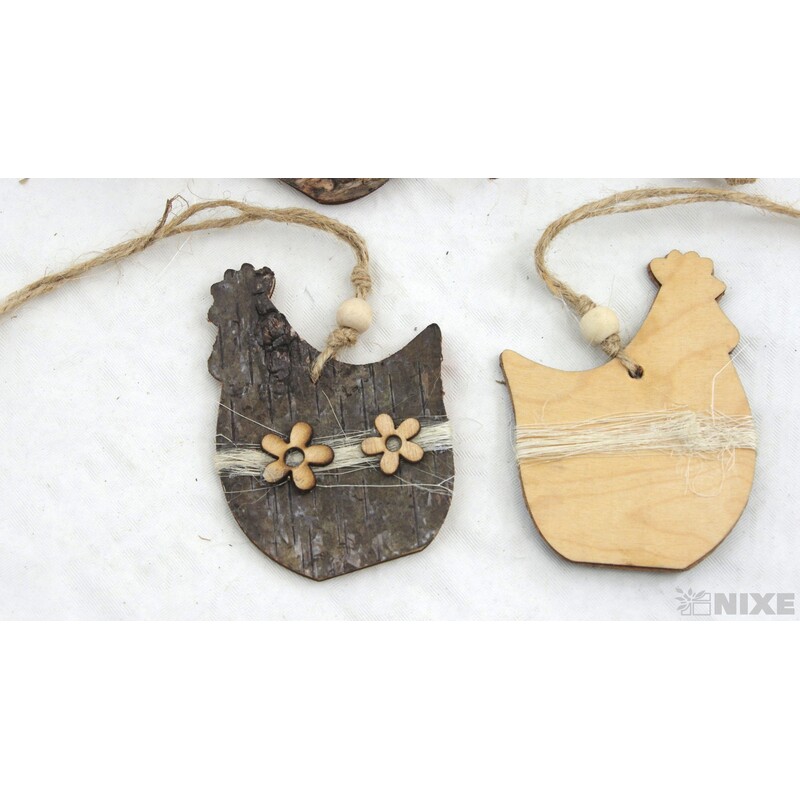 ZÁVĚS SLEPICE 9x6cm 12ks*PŘÍRODNÍ