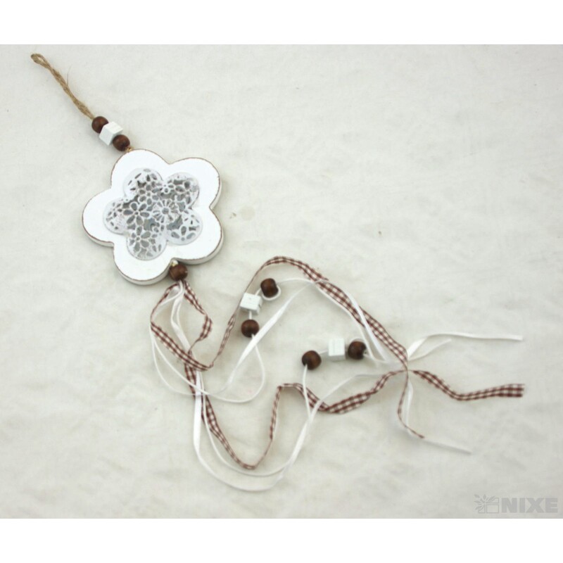 ZÁVĚS KVĚT PLECH 8x50cm*BÍLÁ