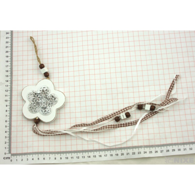 ZÁVĚS KVĚT PLECH 8x50cm*BÍLÁ