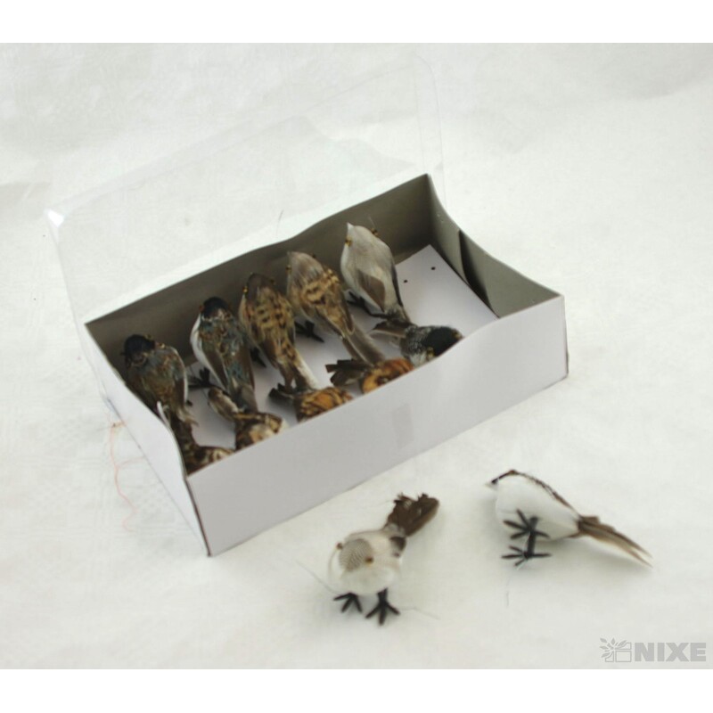 PTÁČEK NA DRÁTKU 10cm 12ks*PŘÍRODNÍ