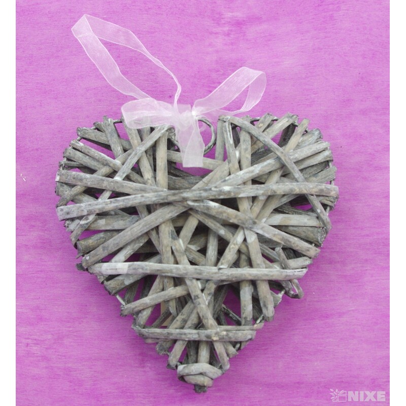 ZÁVĚS SRDCE 15cm*ŠEDÁ