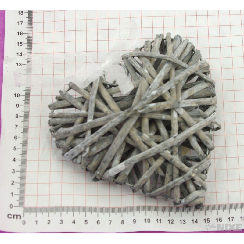 ZÁVĚS SRDCE 15cm*ŠEDÁ