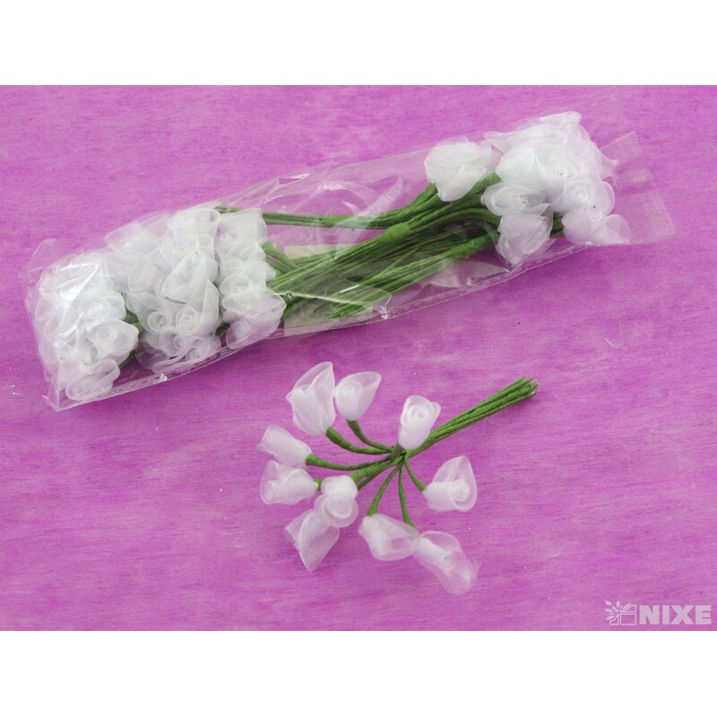 KYTIČKA RŮŽE TYL 1x10cm 10ks 10sv*BÍLÁ