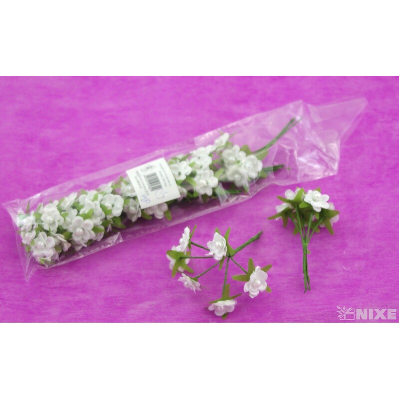 KYTIČKA PERLA 1x8cm 6ks 12sv*BÍLÁ