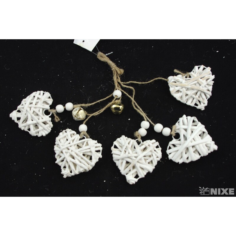 ZÁVĚS SRDCE 5ks 7cm*BÍLÁ