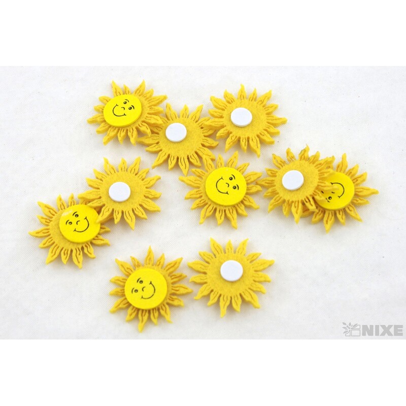 SLUNÍČKO NALEPOVACÍ FILC 4cm 10ks*MIX BAREV