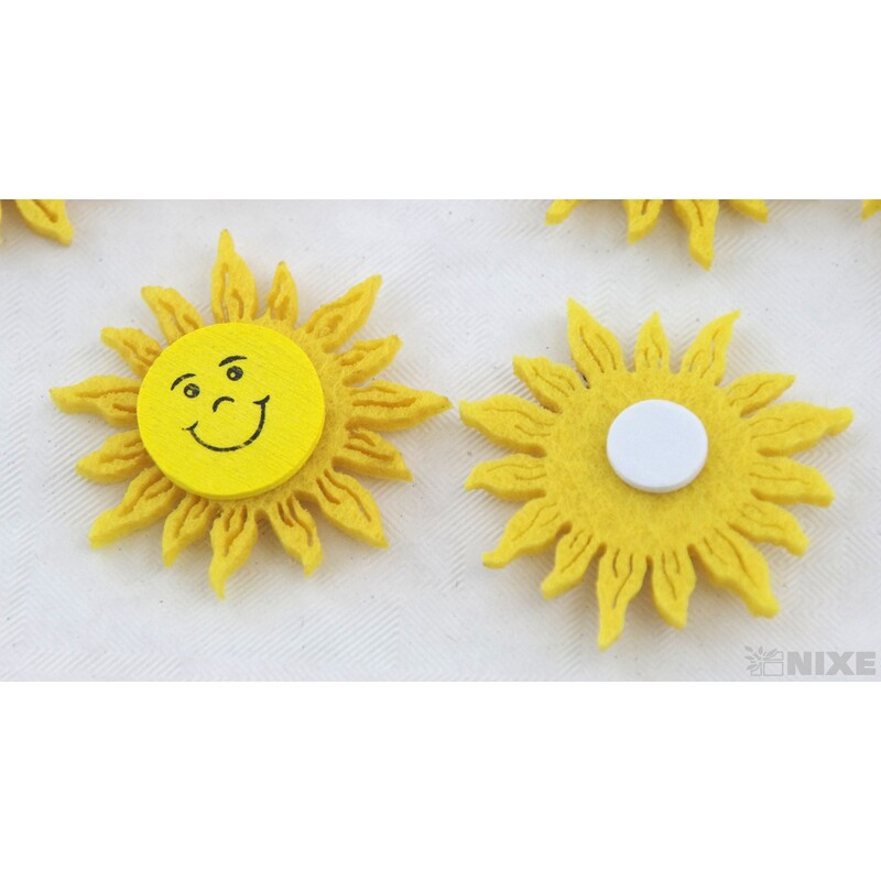 SLUNÍČKO NALEPOVACÍ FILC 4cm 10ks*MIX BAREV