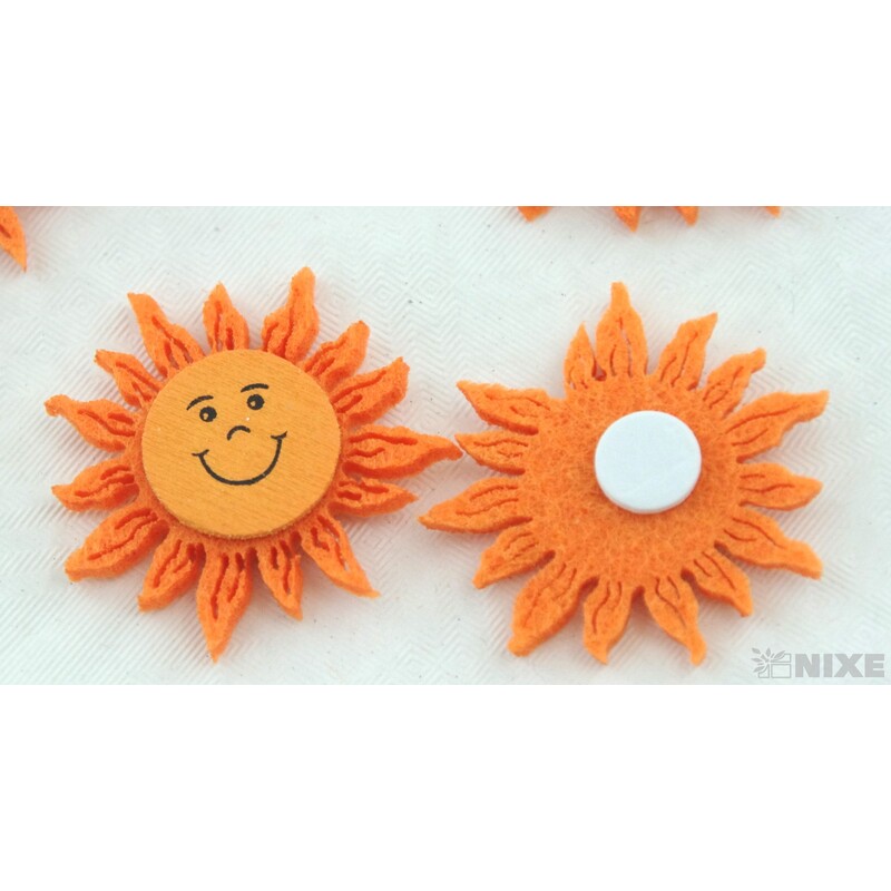 SLUNÍČKO NALEPOVACÍ FILC 4cm 10ks*MIX BAREV