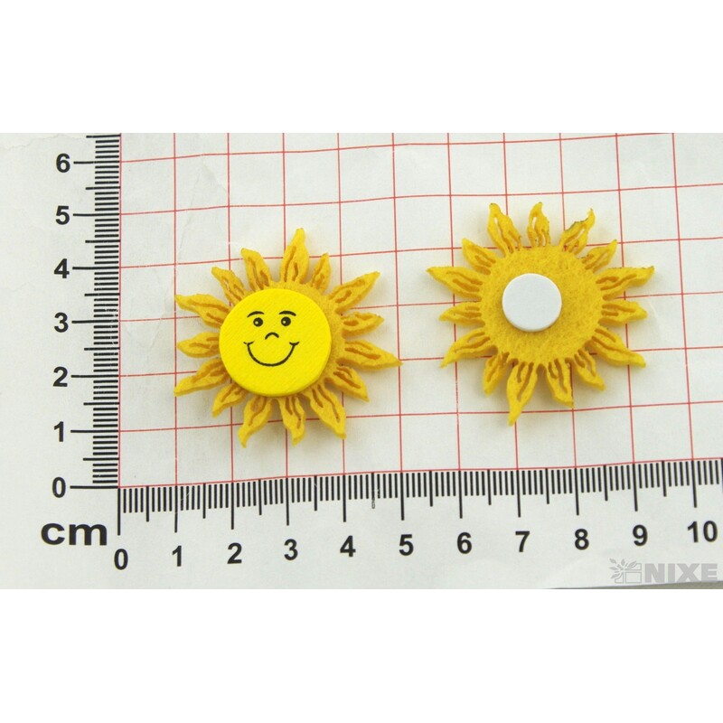 SLUNÍČKO NALEPOVACÍ FILC 4cm 10ks*MIX BAREV