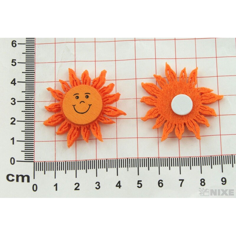 SLUNÍČKO NALEPOVACÍ FILC 4cm 10ks*MIX BAREV