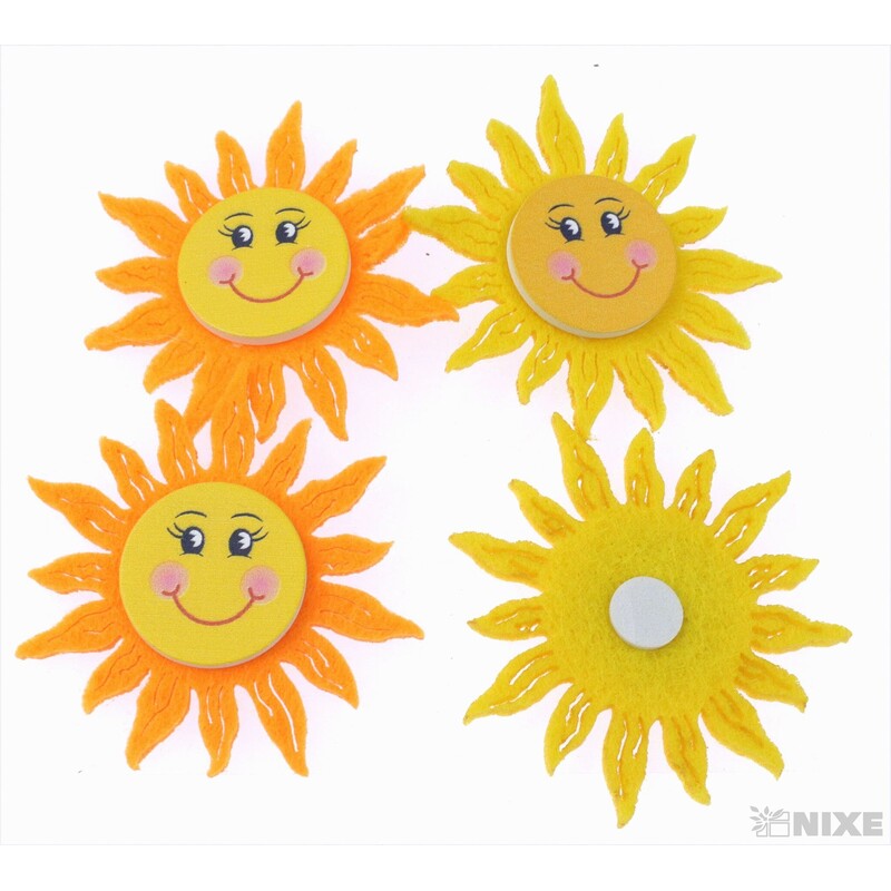 SLUNÍČKO NALEPOVACÍ FILC 6cm 4ks*MIX BAREV