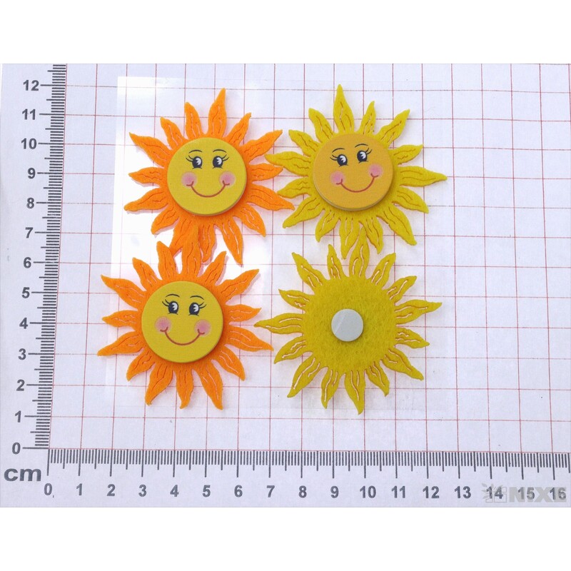 SLUNÍČKO NALEPOVACÍ FILC 6cm 4ks*MIX BAREV