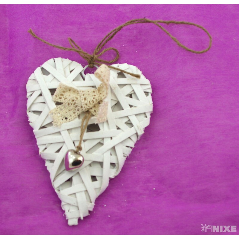 ZÁVĚS SRDCE 20cm*BÍLÁ