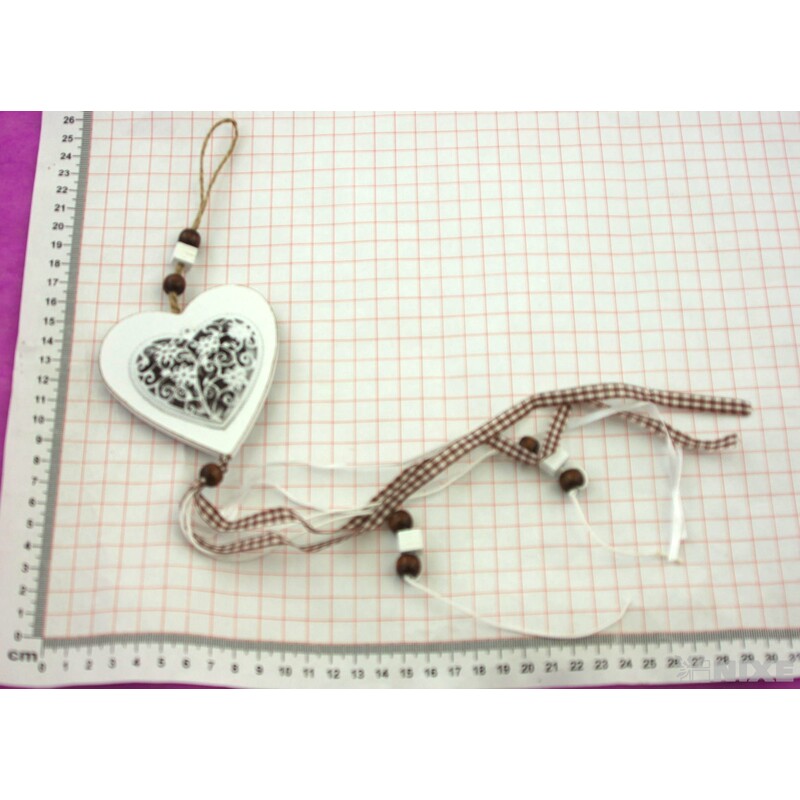 ZÁVĚS SRDCE PLECH 8x50cm*BÍLÁ