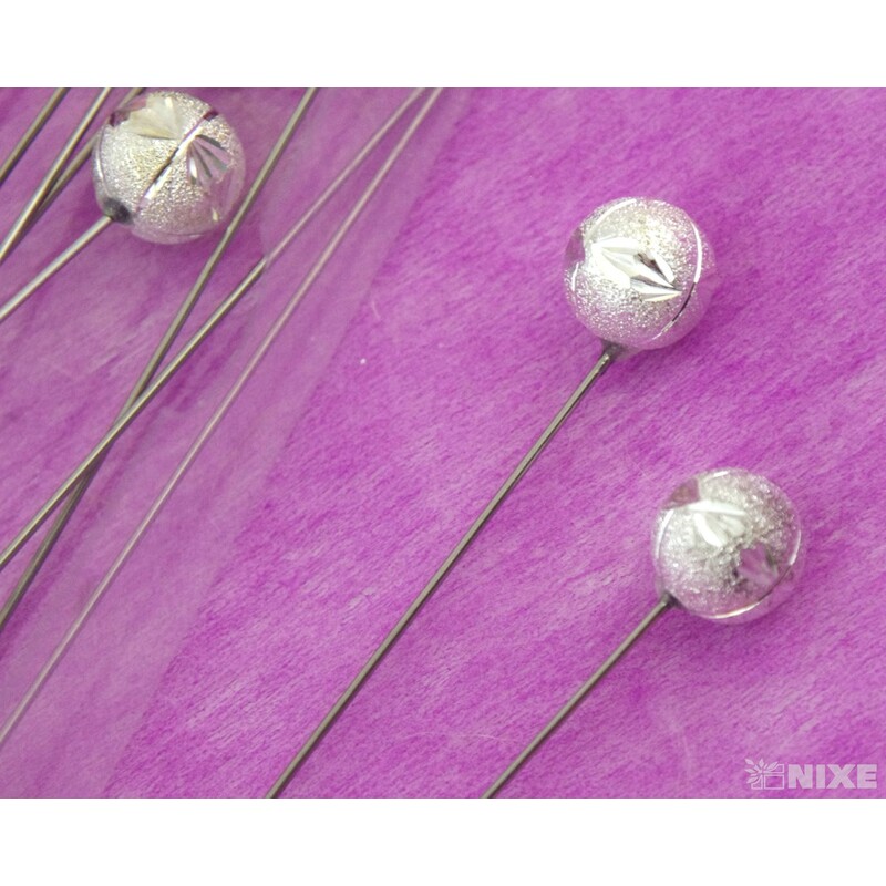 ŠPENDLÍK KULIČKA 10mmx7cm 12ks*STŘÍBRNÁ