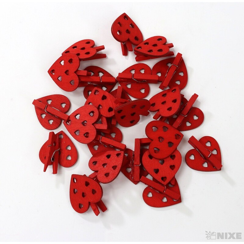 KOLÍČEK SRDCE 3cm 24ks*ČERVENÁ