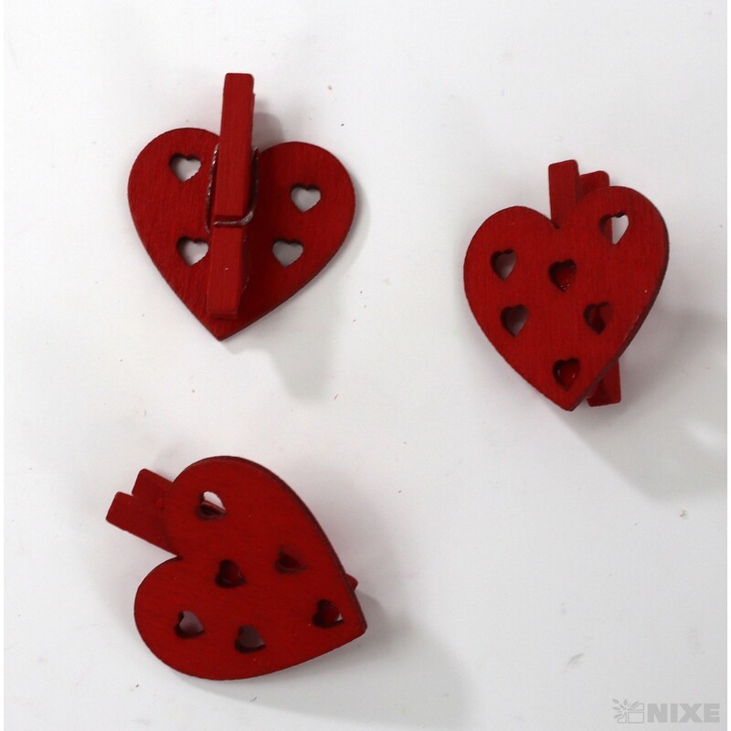 KOLÍČEK SRDCE 3cm 24ks*ČERVENÁ