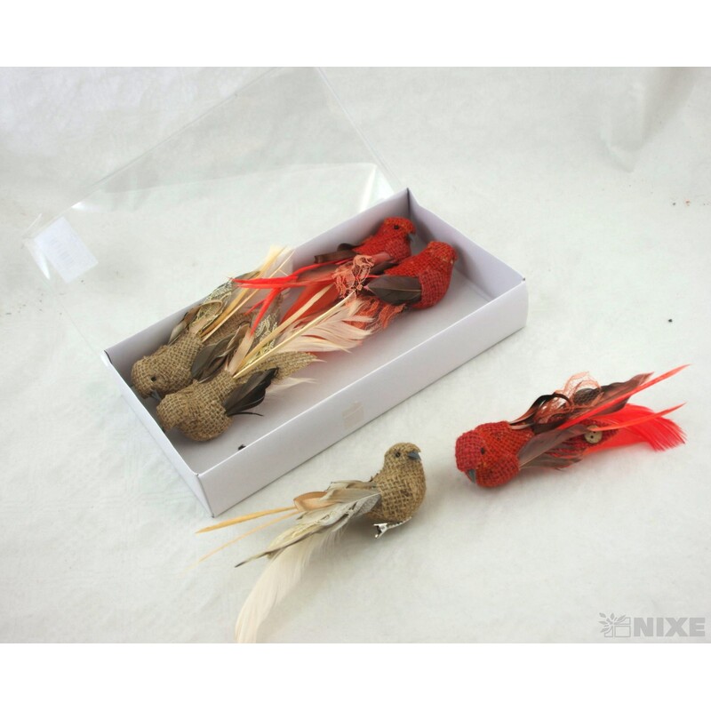 PTÁČEK KLIPS JUTA 15cm 6ks*MIX BAREV