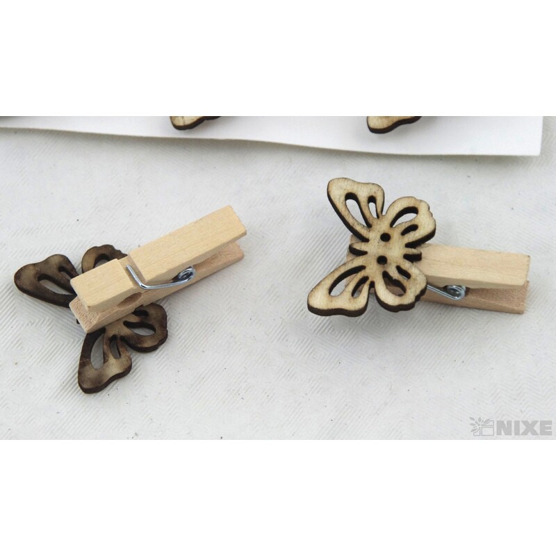 MOTÝL NA KOLÍČKU 2x3,5cm 9ks*PŘÍRODNÍ