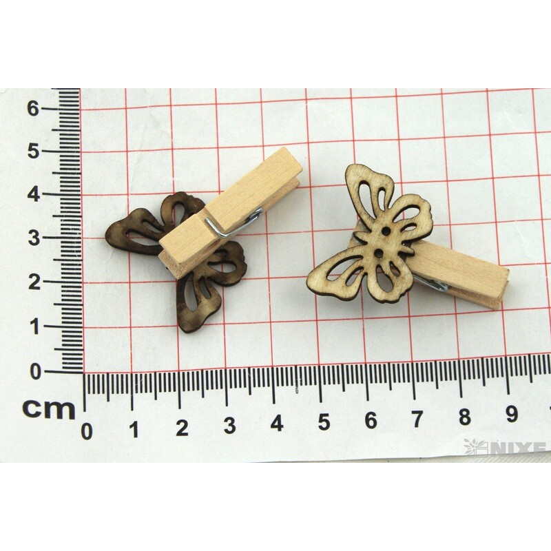 MOTÝL NA KOLÍČKU 2x3,5cm 9ks*PŘÍRODNÍ