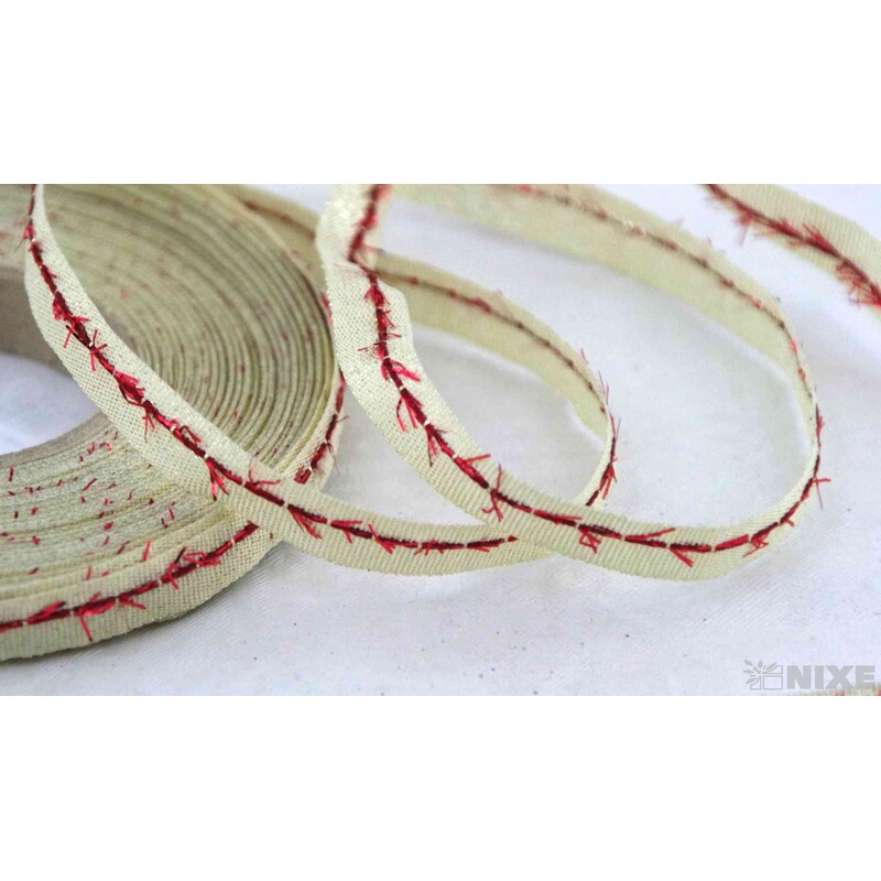 PLÁTNOVÁ STUHA EFEKT 10mmx25m*ZLATÁ+ČERVENÁ 427907