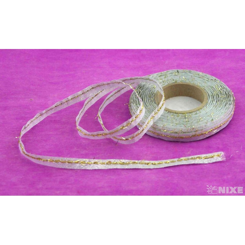 PLÁTNOVÁ STUHA EFEKT 10mmx25m*STŘÍBRNÁ+ZLATÁ 427909