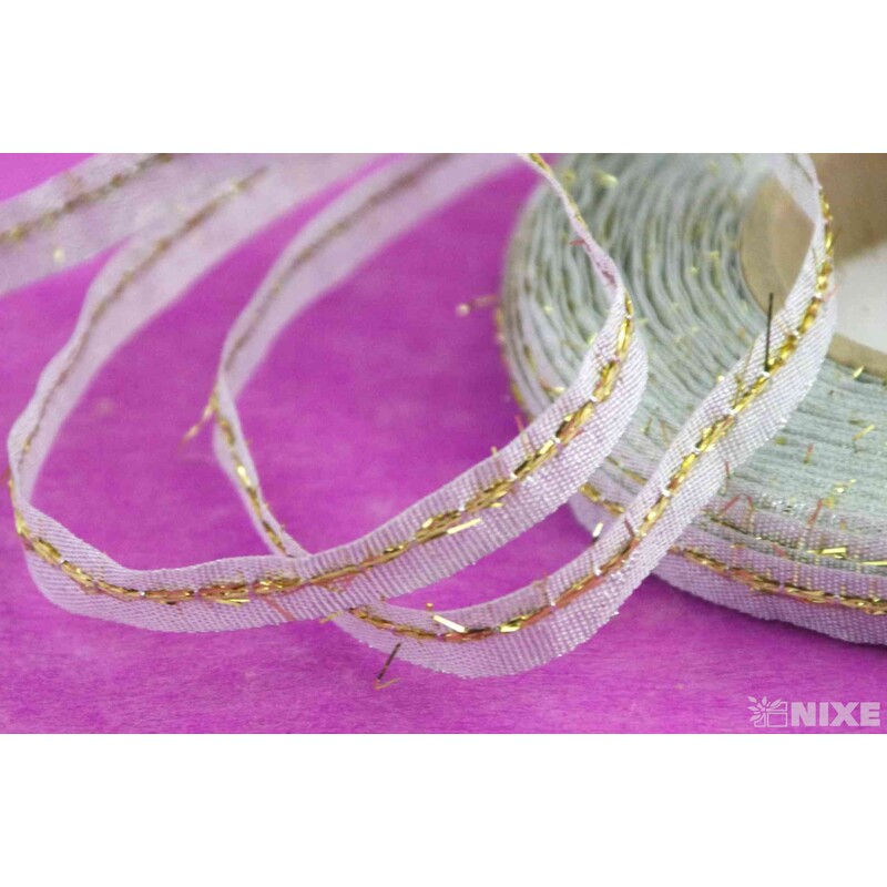 PLÁTNOVÁ STUHA EFEKT 10mmx25m*STŘÍBRNÁ+ZLATÁ 427909