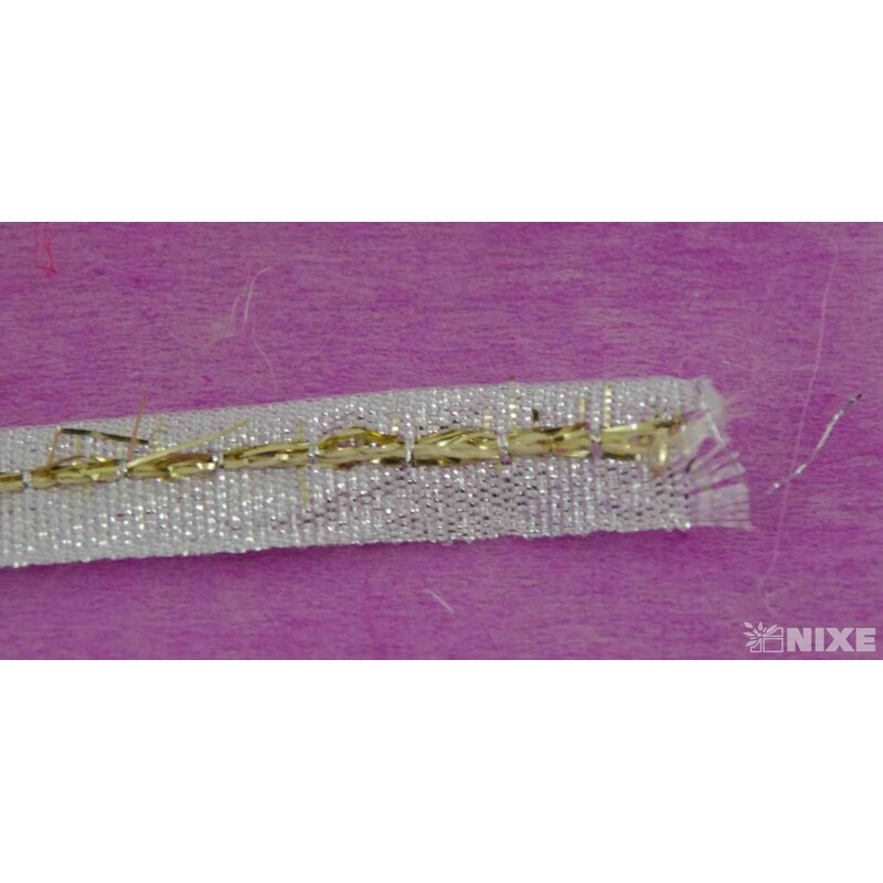 PLÁTNOVÁ STUHA EFEKT 10mmx25m*STŘÍBRNÁ+ZLATÁ 427909