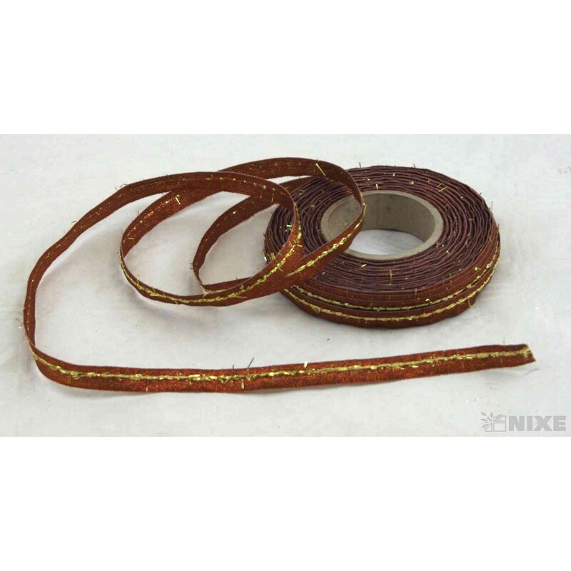 PLÁTNOVÁ STUHA EFEKT 10mmx25m*HNĚDÁ+ZLATÁ 427912