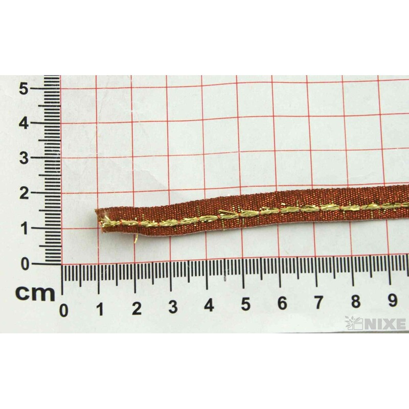 PLÁTNOVÁ STUHA EFEKT 10mmx25m*HNĚDÁ+ZLATÁ 427912