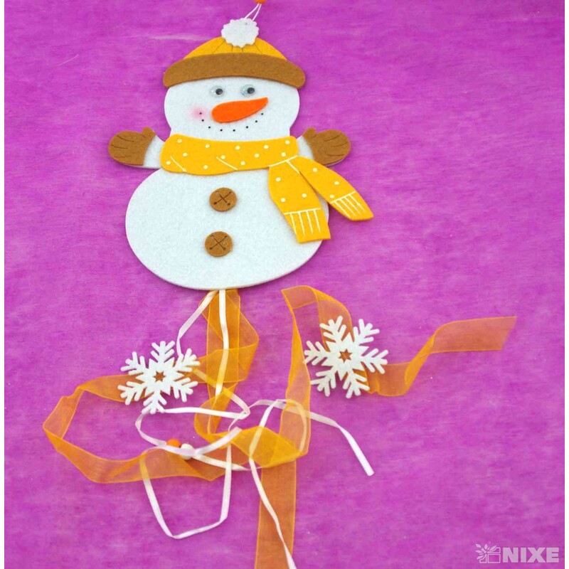 ZÁVĚS FILC SNĚHULÁK 23x17cm*MIX BAREV