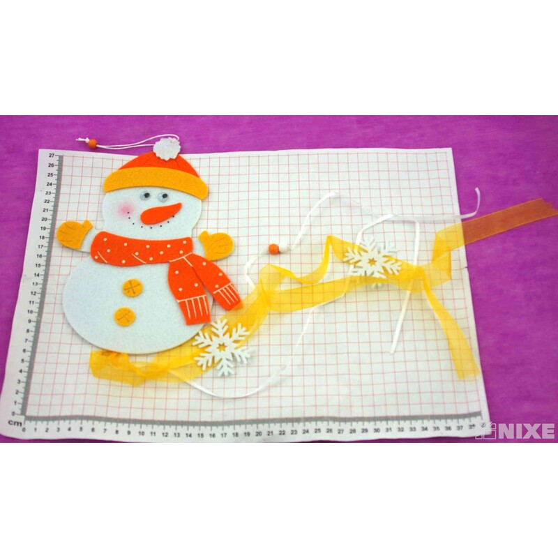 ZÁVĚS FILC SNĚHULÁK 23x17cm*MIX BAREV