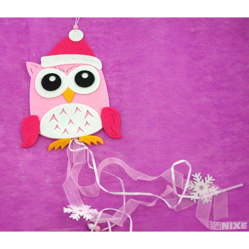 ZÁVĚS FILC SOVA 23x17cm*MIX BAREV