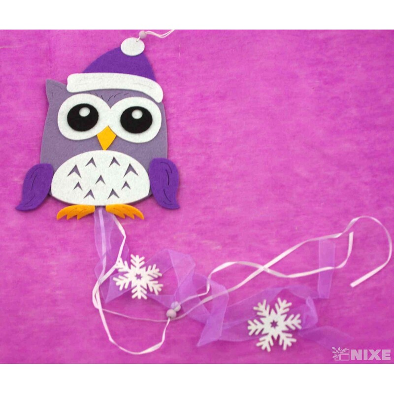 ZÁVĚS FILC SOVA 23x17cm*MIX BAREV