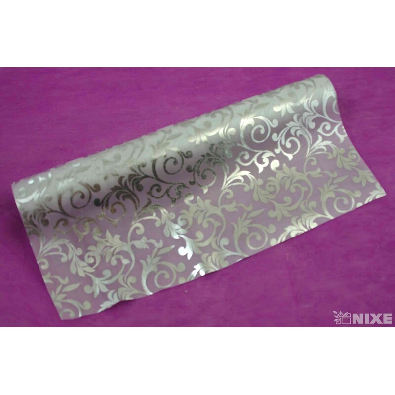 ROLE SATÉN TISK 36cmx3m*STŘÍBRNÁ