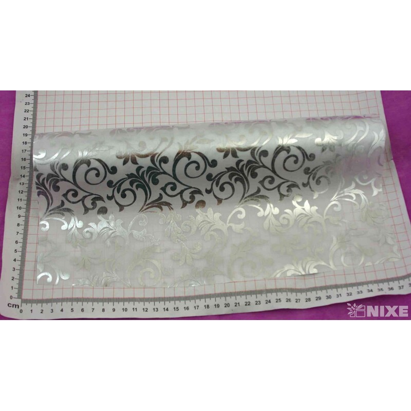 ROLE SATÉN TISK 36cmx3m*STŘÍBRNÁ