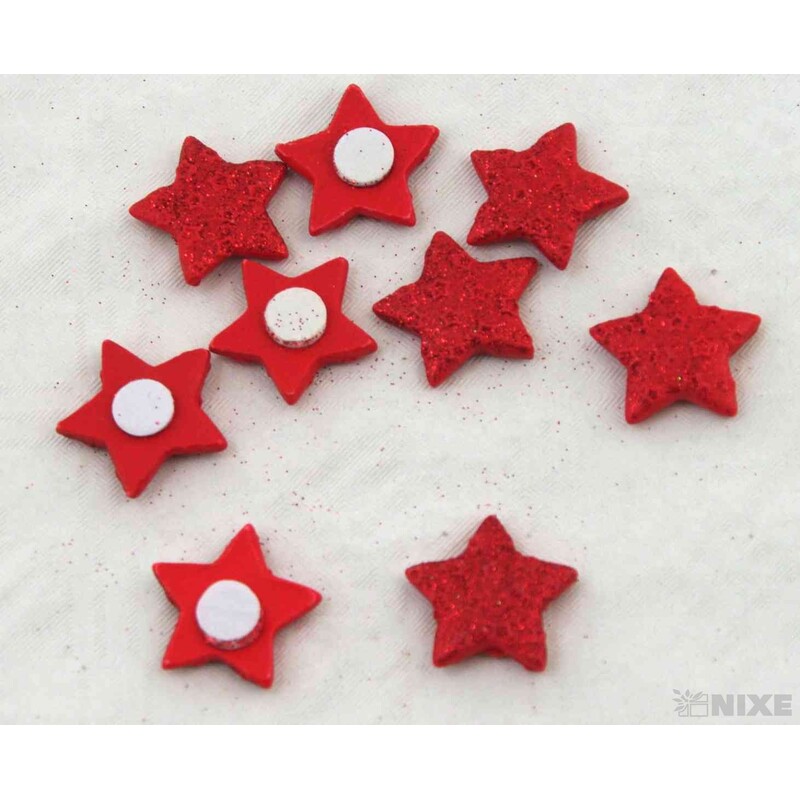 NALEPOVACÍ HVĚZDA 2,5cm 9ks*ČERVENÁ