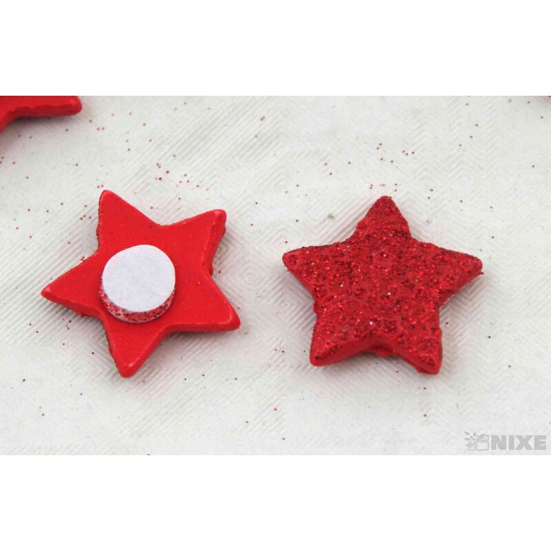 NALEPOVACÍ HVĚZDA 2,5cm 9ks*ČERVENÁ