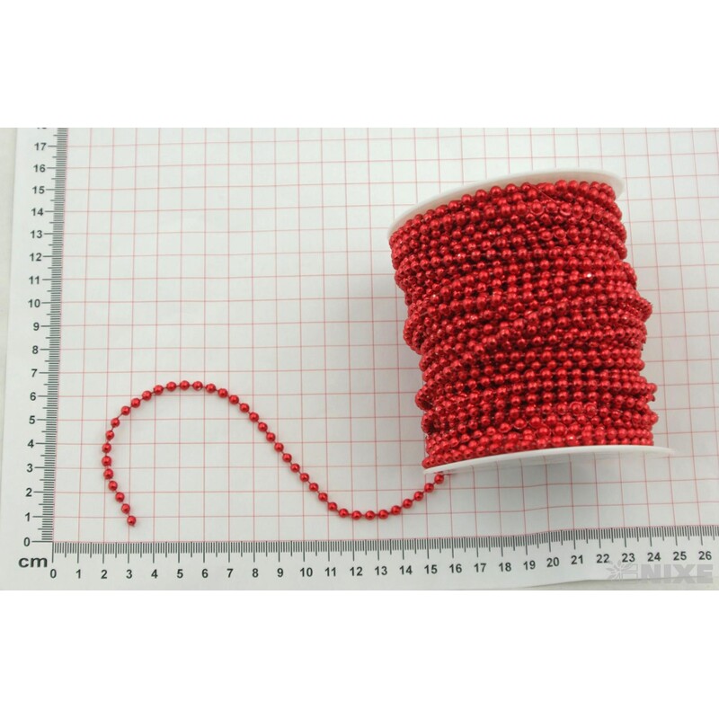 KORÁLKY ŘETĚZ 4mmx40m METAL*ČERVENÁ