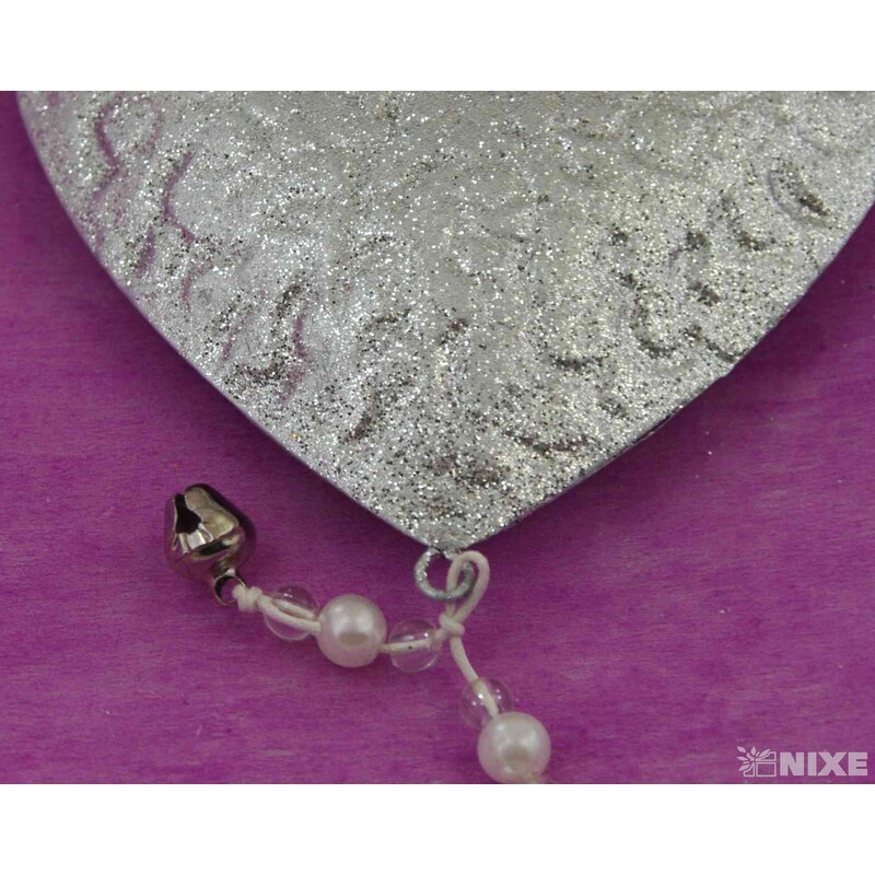 ZÁVĚS SRDCE PLECH 10cm*STŘÍBRNÁ