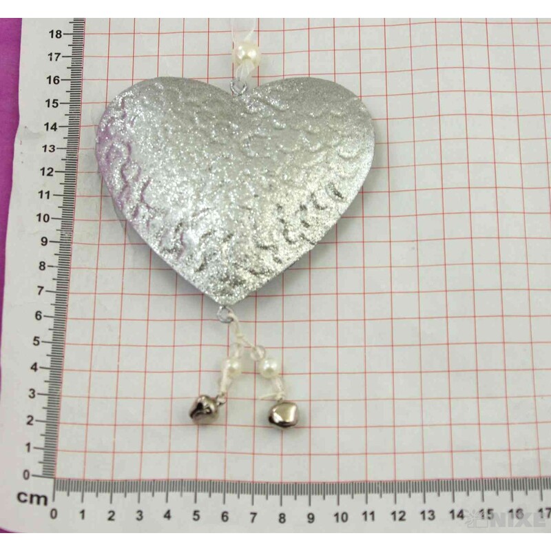 ZÁVĚS SRDCE PLECH 10cm*STŘÍBRNÁ