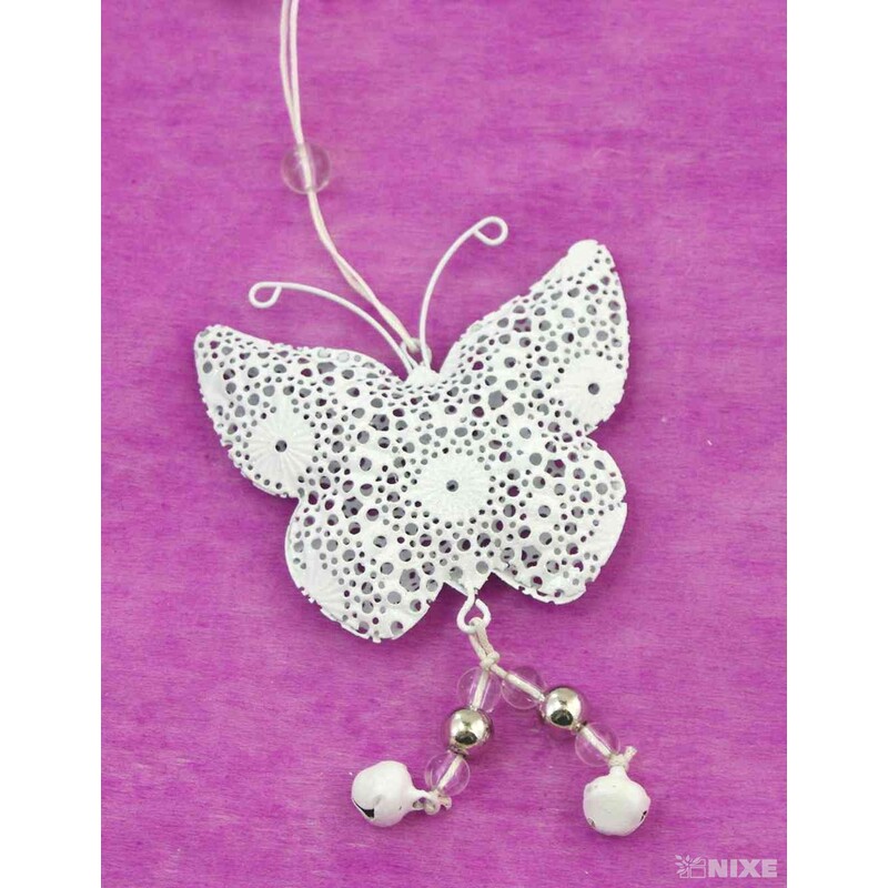 ZÁVĚS MOTÝL PLECH 7x8cm*BÍLÁ