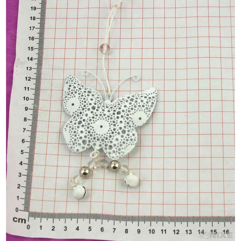 ZÁVĚS MOTÝL PLECH 7x8cm*BÍLÁ