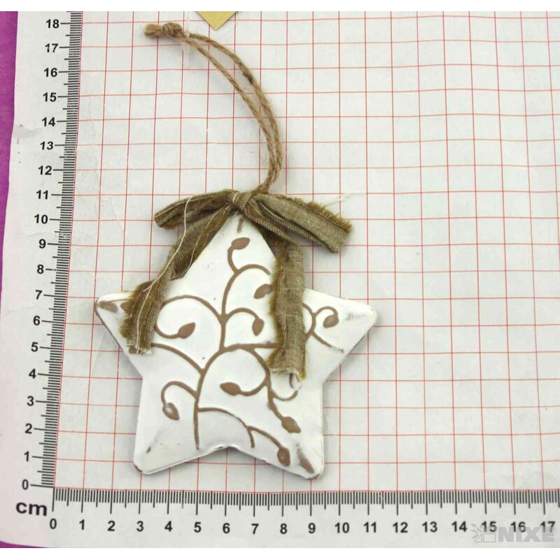 ZÁVĚS HVĚZDA PLECH 10cm*BÍLÁ